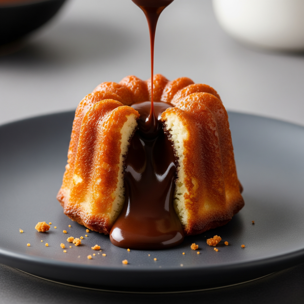 Petit Gâteau com o interior cremoso escorrendo, feito na Air Fryer