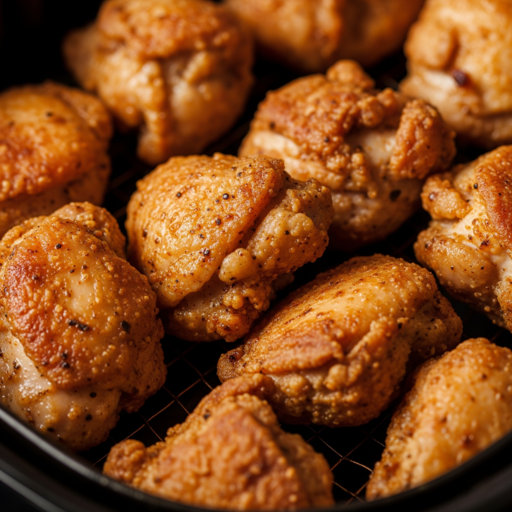 Pedaços de Frango a Passarinho Temperados e Dourados na Air Fryer