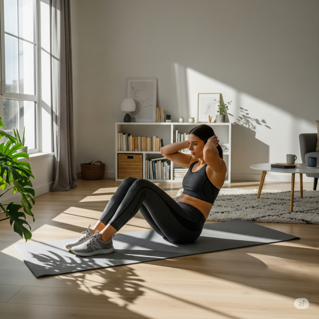 Um tapete de yoga/exercícios enrolado, mostrando sua espessura