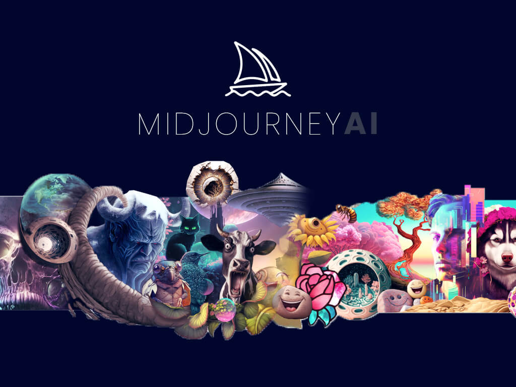[IMAGEM: Uma colagem de imagens espetaculares e criativas geradas pelo Midjourney.]